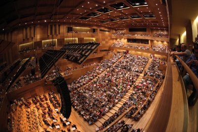 Perspectiva sala sinfonica con público